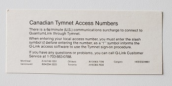 Commodore C1660: Canadian Tymnet Access Numbers - 181159
