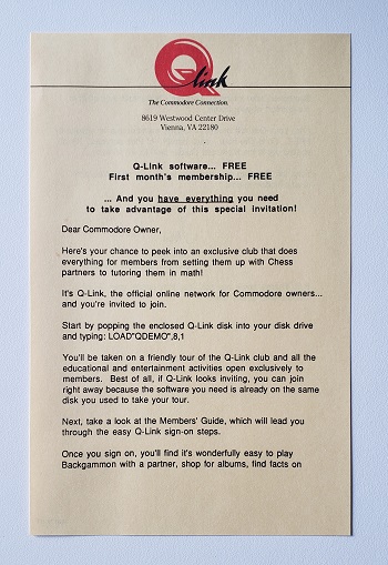 Commodore C1670: QuantumLink First Month Membership - CA1173938