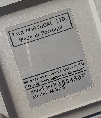 Timex Sinclair TC-2068: Etiqueta - P003490M