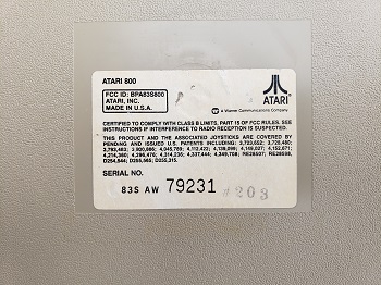 Atari 800: 83S AW 79231 - Etiqueta