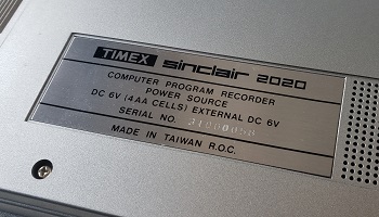 Timex Sinclair TS-2020: Etiqueta - 3100058