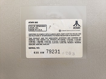Atari 800: 83S AW 79231 - Etiqueta