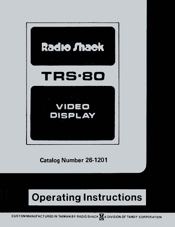 Radio Shack TRS-80 Model I Monitor: Operating Instructions